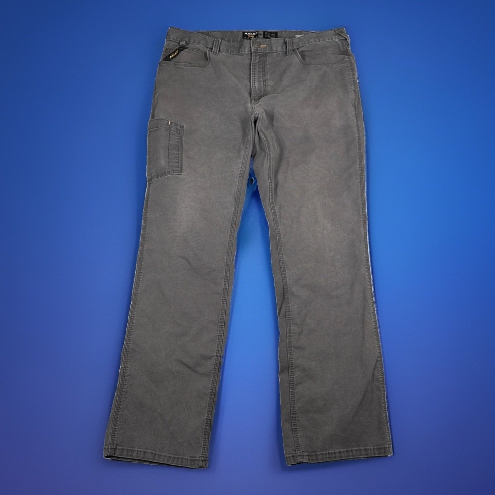Ariat Rebar M4 Relaxed Straight Canvas Utility Pants Men's 38x34(38x32) Gray